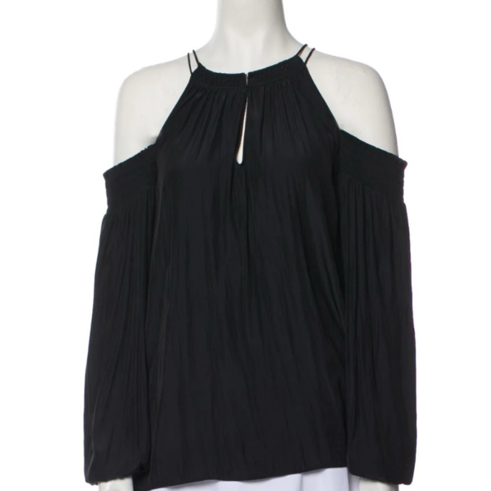 Trina Turk Cold Shoulder Black Top